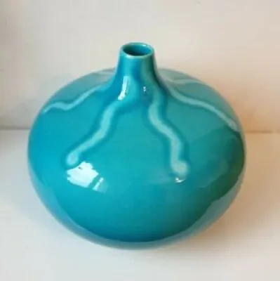 Vase bleu turquoise faience - etroit