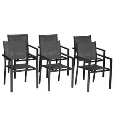 Lot de 6 chaises en aluminium - anthracite