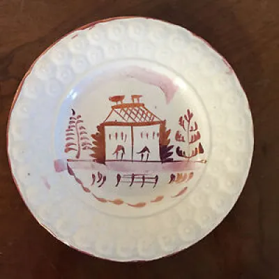 Antique 19th century Staffordshire Pearlware Pink Plate 