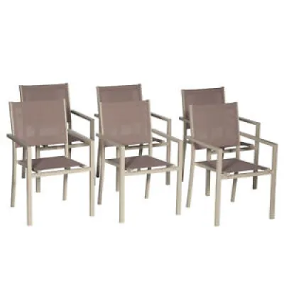 Lot de 6 chaises en aluminium - taupe