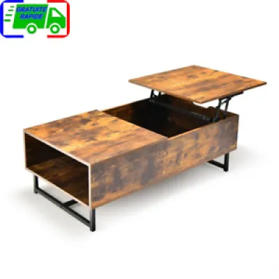 Table Relevable avec 1 Compartiment Latéral Table Transformable Cadr