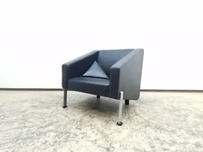 Fauteuil Fritz Hansen cuir véritable chaise design noir club #0445