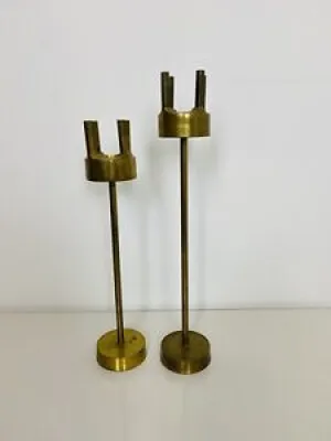 Pair of Modernist Brass - candlesticks