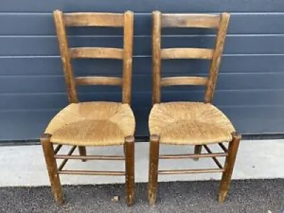 2 chaises bois paille - mobilier