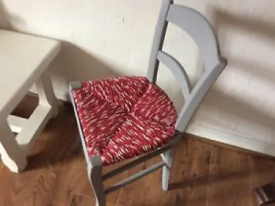 Chaise bois peint de - paillage