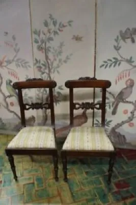 Paire De Antique Chaise - noix
