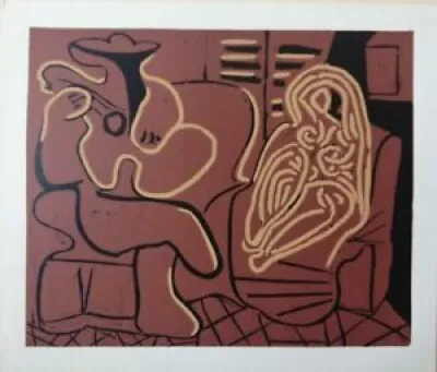 Picasso  linogravure - armchair with