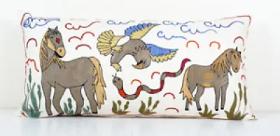 Vintage Long Animal Suzani - cushion cover