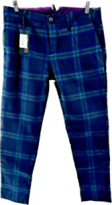 Pantalon bleu marine à carreaux