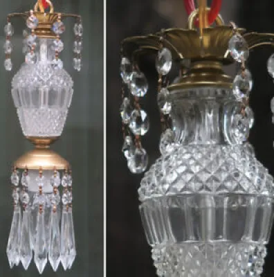 Vintage clear glass Brass - hanging light
