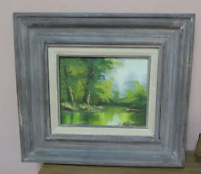Vintage Oil Canvas Lake - forest