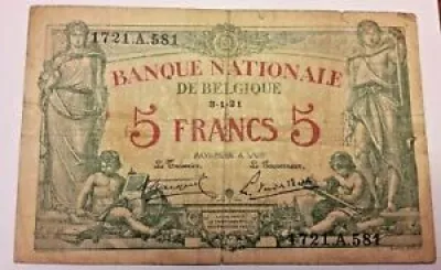 5 Francs Frank 1921 Belgique - hendrickx
