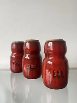 Série de 3 pots rouges
