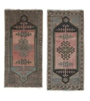 Pair of turkish Rug, - distressed small