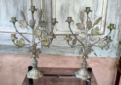 Paire de chandelier candélabre - raisin