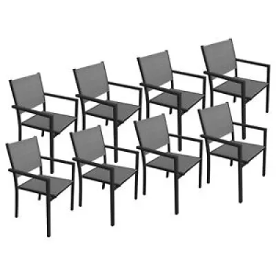 Lot de 8 chaises en aluminium - anthracite
