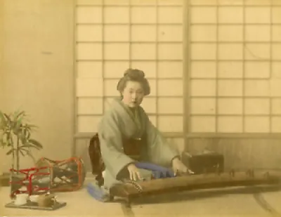 Japon, A geisha poses - instrument