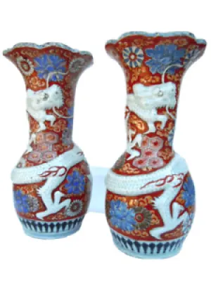 Vase decor dragon émaux - polychromes