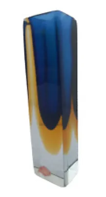 Vase verre jaune bleu - sommerso flavio