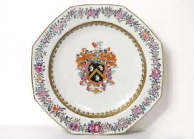 Plat octogonal porcelaine - chevalier