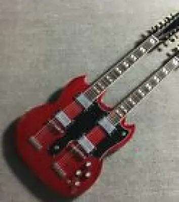 Hot Red Double Neck Electric - mahogany