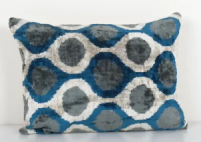 Blue Silk Ikat Velvet - pillow