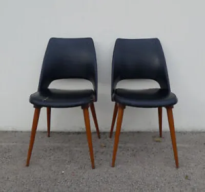 2 chaises en skaï noir - paolozzi