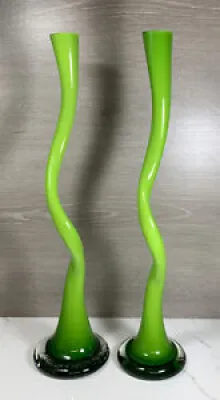 2 Art Glass Green swing