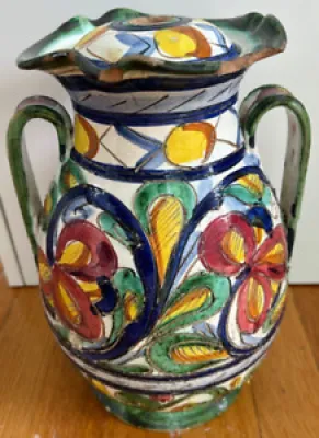 Antique Deruta VASE lamp - ceramic sgraffito