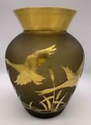 Etched glass vase with - gilded
