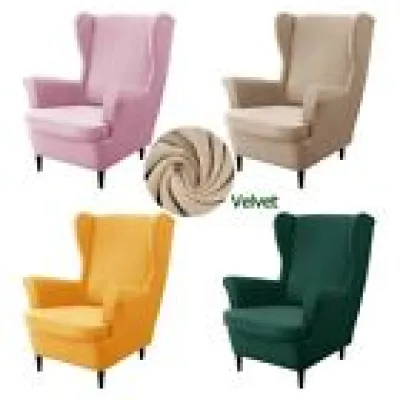Velvet Wing Chair Cover - nordic