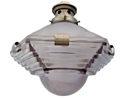 Suspension verre plafonnier lustre césar no Holophane suspension indus vers 1950