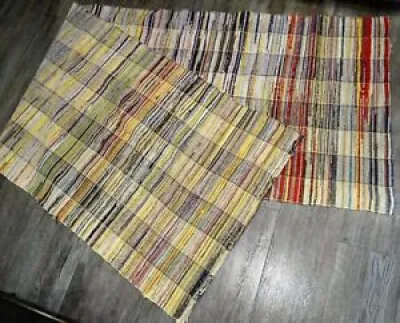 VTG Striped Rag Rug hand - woven