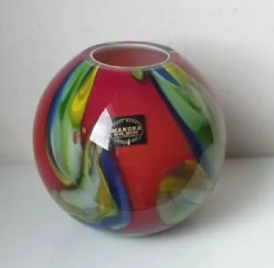 Vase rond vintage artiste - multicolores