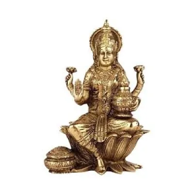 Idole en laiton Maa Lakshmi - lotus