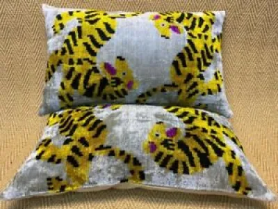 Tiger Ikat Velvet Pillow, - cushion