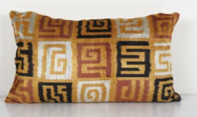 Gold Silk Ikat Velvet - lumbar cushion