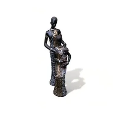 Statuette 35cm famille - africaine