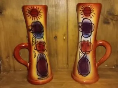 Rare paire de vases céramiques