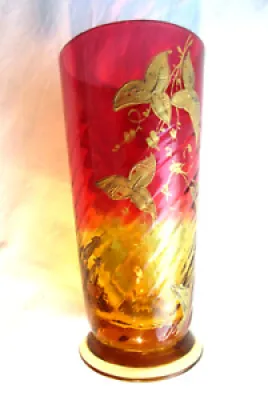 Vase verre rouge et ambre