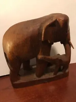 Vintage Hand Carved Teak - elephant