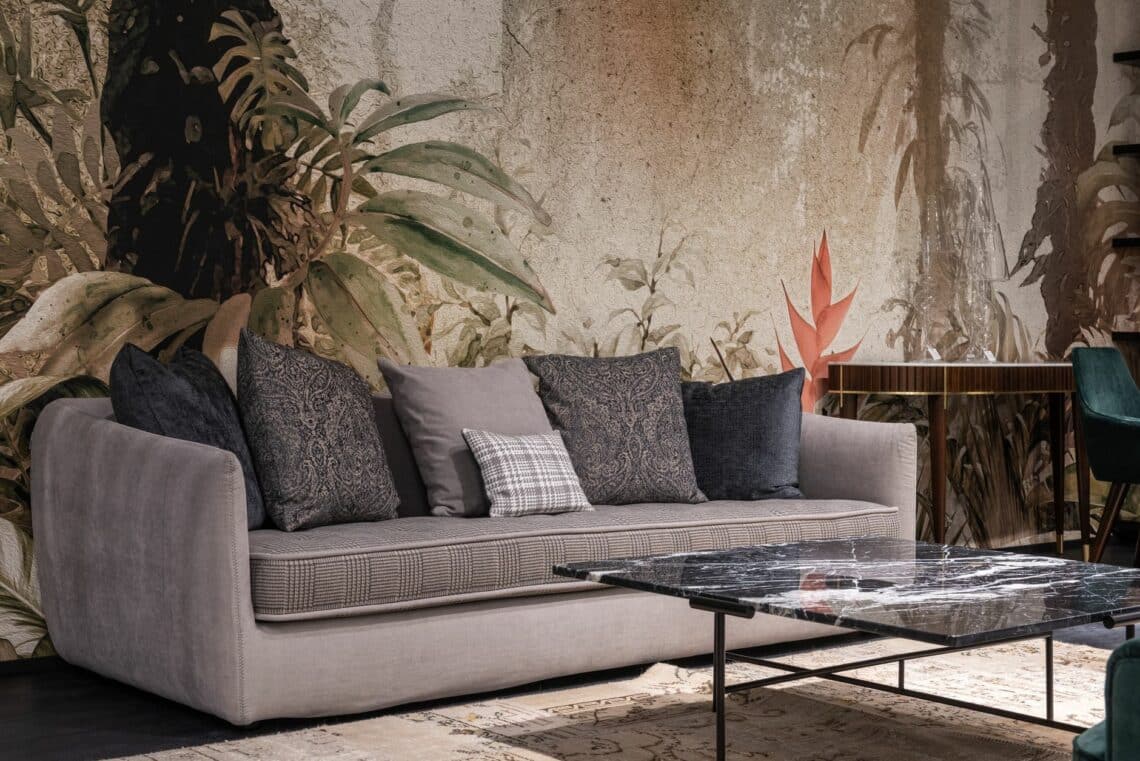 Canapé design modulable dans un salon contemporain - illustration achat d’occasion
