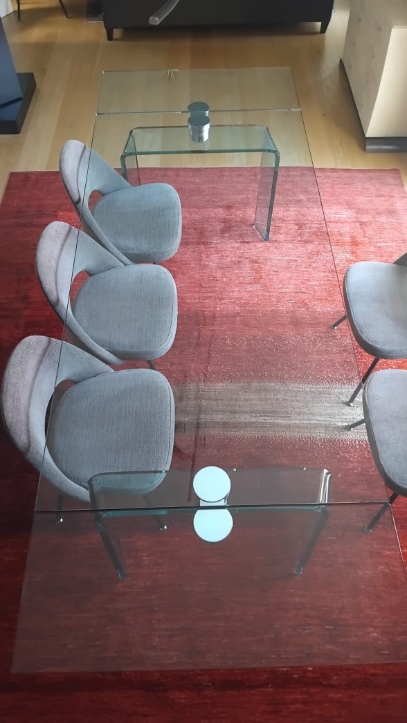 Table extensible rectangulaire en verre,Policleto Reflex,Arnaldo Gamba & Leila Guerra