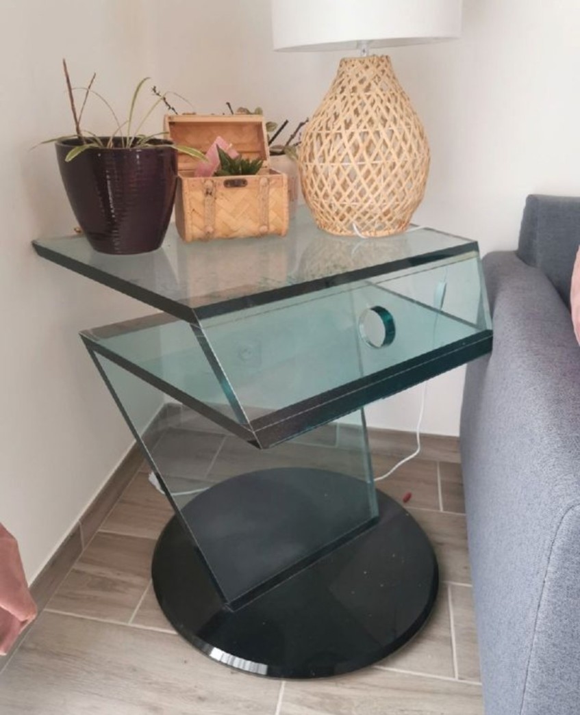 Meuble en verre vintage,ROCHE BOBOIS,Roche Bobois