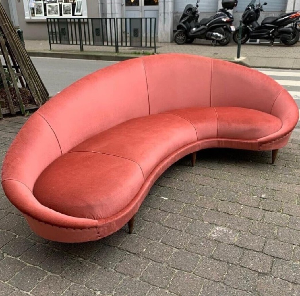 Exceptionnel Ensemble Sofa Et 2 Fauteuils Federico Munari 1950 Velour Parme,Circa,Frederico Munari