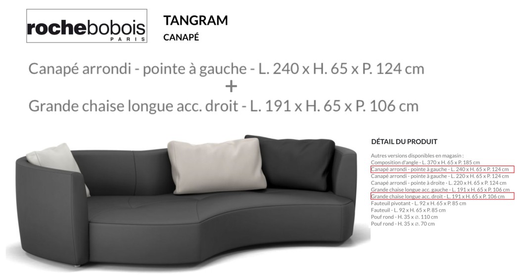 canapé arrondi plus grande chaise longue,ROCHE & BOBOIS