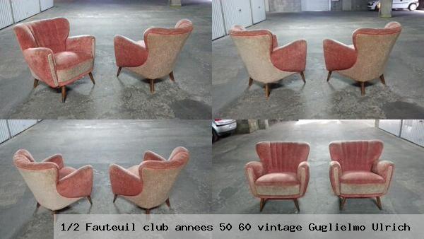 1 2 fauteuil club annees 50 60 vintage guglielmo ulrich