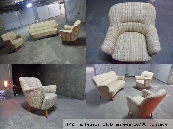 1 2 fauteuils club annees 50 60 vintage