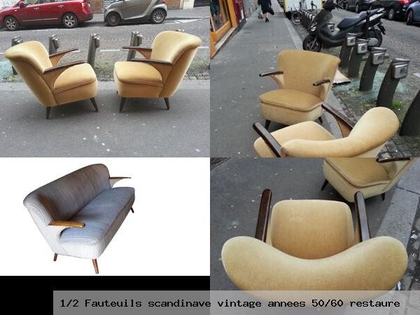 1 2 fauteuils scandinave vintage annees 50 60 restaure