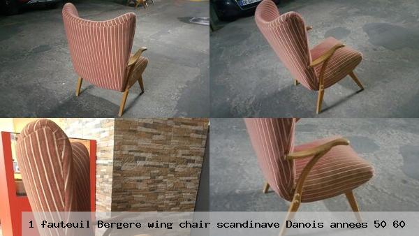 1 fauteuil bergere wing chair scandinave danois annees 50 60